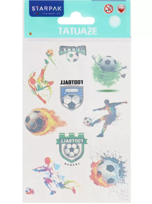 Tetoválás matrica szett, focis, 10x17,5cm, Sticker Boo (583966)