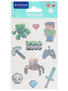   Tetoválás matrica szett, pixel formák, Minecraft minta, 10x17,5cm, Sticker Boo (583967)