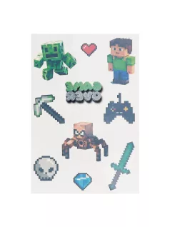   Tetoválás matrica szett, pixel formák, Minecraft minta, 10x17,5cm, Sticker Boo (583967)