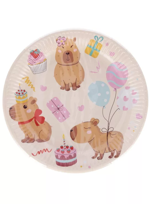 Kapibara papírtányér, 23 cm, 8 db/csomag