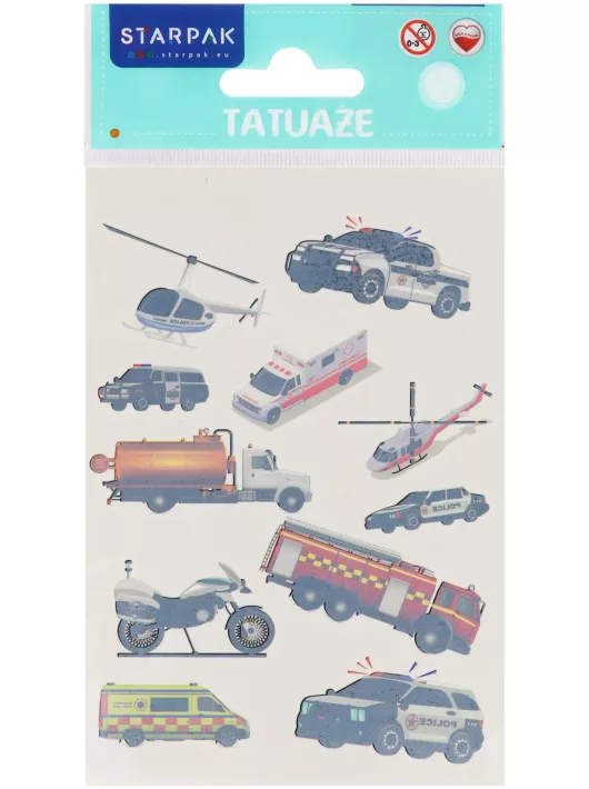 Tetoválás matrica szett, járművek, 10x17,5cm, Sticker Boo (590548)