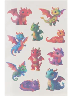   Tetoválás matrica szett, cuki sárkányok, 10x17,5cm, Sticker Boo
