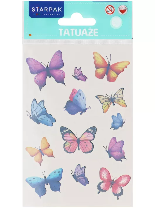 Tetoválás matrica szett, lepkék, 10x17,5cm, Sticker Boo (590553)