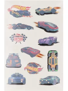   Tetoválás matrica szett, Hot wheels versenyautók, 10x17,5cm, Sticker Boo