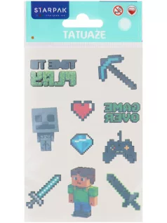   Tetoválás matrica szett, Minecraft mintás, 10x17,5cm, Sticker Boo (592918)