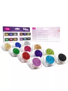 Csillámporkészlet, 12 db-os, 12x2,5 ml, top színek