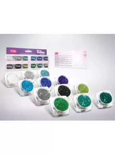 Csillámporkészlet, 12 db-os, 12x2,5 ml, top hideg színek