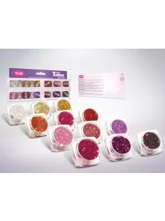 Csillámporkészlet, 12 db-os, 12x2,5 ml, top meleg színek