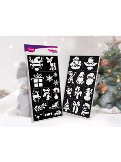   Karácsonyi testfestő sablon szett 23 db mintával csillámtetováláshoz, többször felhasználható