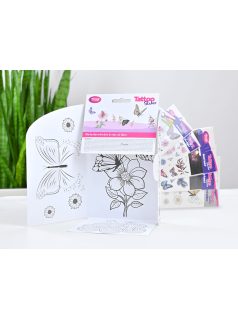  Tetoválás matrica szett, 6 ív/szett, pillangók és virágok