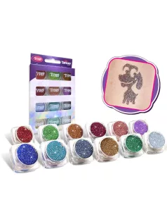 Csillámporkészlet, 12 db-os, 12x2,5 ml, multi színek