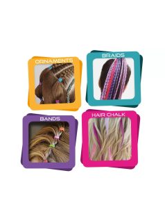 Hajkréta szett, szivárvány tincsek, 4x6g (rózsaszín, narancs, lila, világoskék)