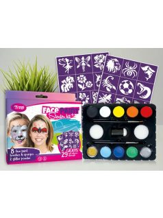 Face Paint Starter Kit, arcfesték szett sablonokkal