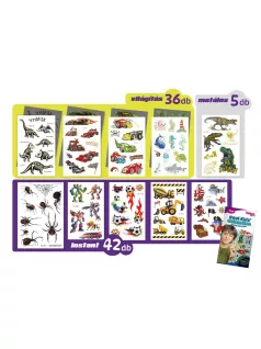   Tetoválás matrica szett, Cool Kids Collection, 10 ív összesen 83 matricával
