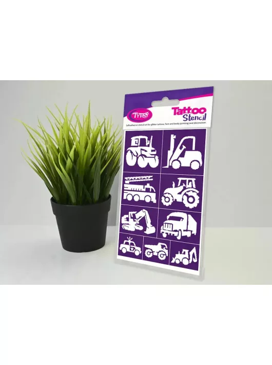 Sablonok, Trucks (munkagépek) sablon szett, kicsi, 9 db-os