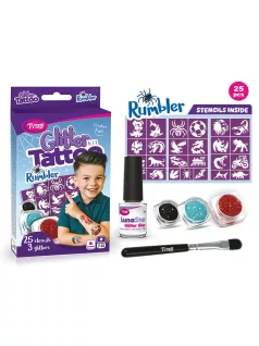   Csillámtetoválás Rumbler szett (25 sablon, 3 csillámpor, 5 ml ragasztó, ecset)