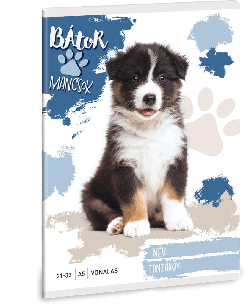 Image of Bátor Mancsok tűzött füzet A/5, 32 lap vonalas (21-32), ausztrál juhászkutya