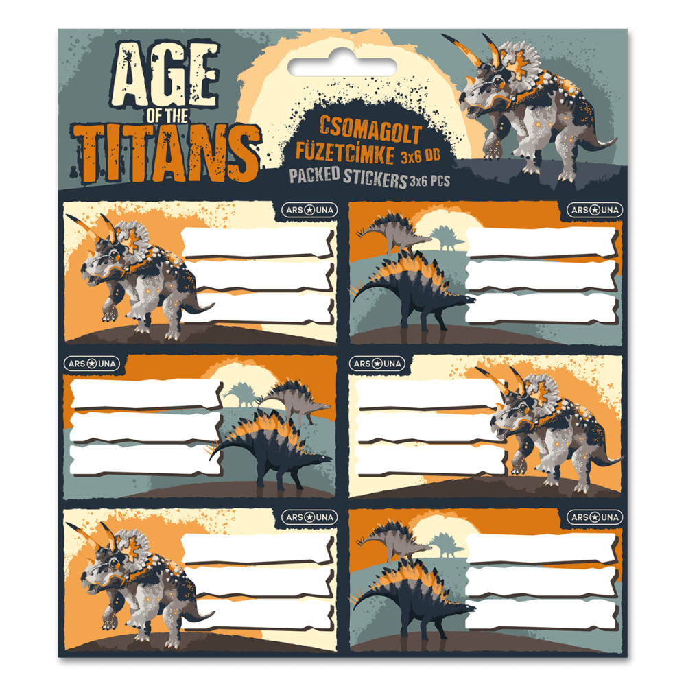 Image of Age of the Titans, dinoszaurusz füzetcímke 18 db