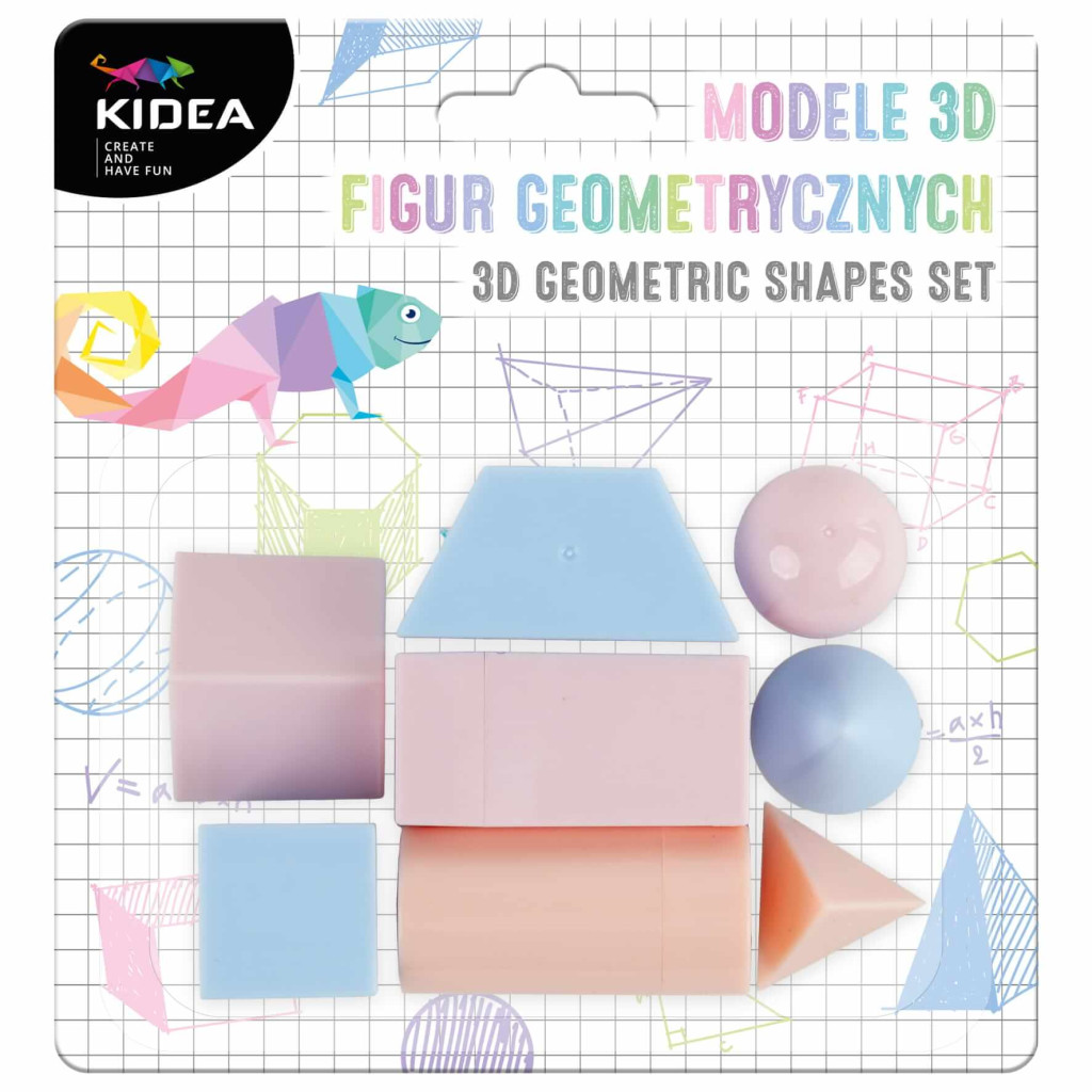 Image of 3D geometriai formák tanuláshoz, játékhoz, 8 db-os, pasztell színűek, Kidea
