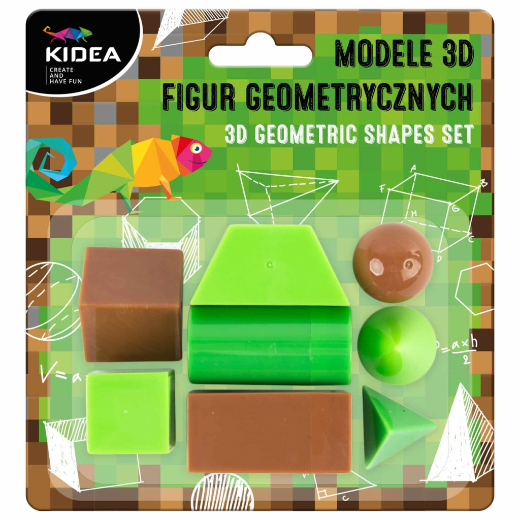 Image of 3D geometriai formák tanuláshoz, játékhoz, 8 db-os, barna és zöld, Kidea