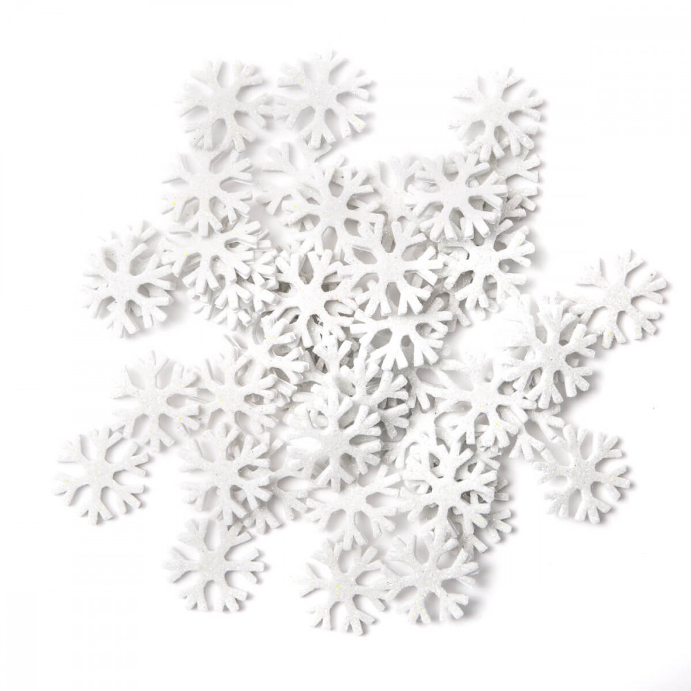 Image of Dekorgumi, öntapadós, hópehely, csillogó, 50 db/csomag