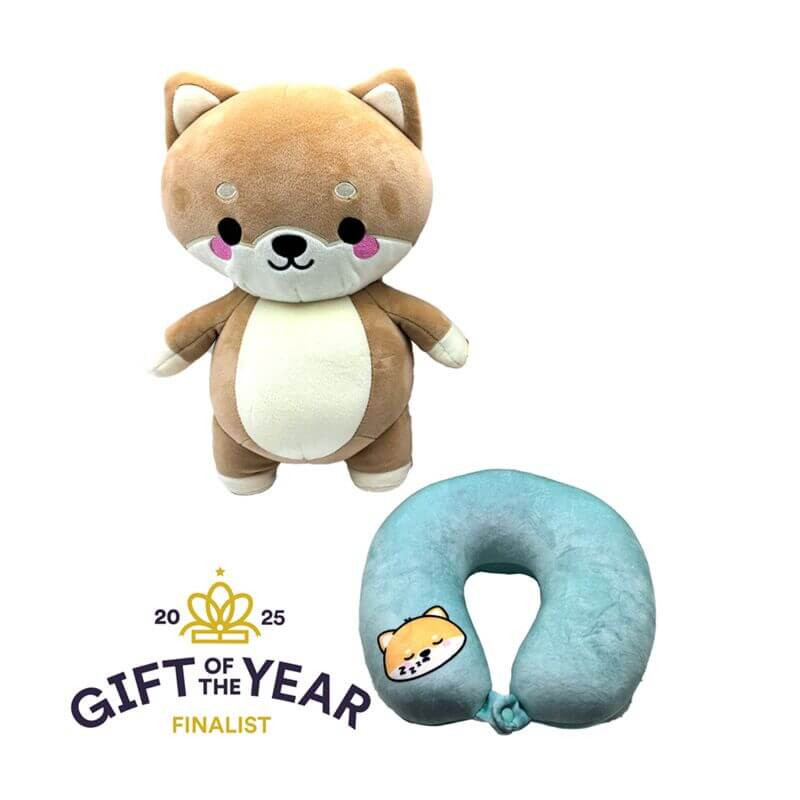 Image of 2 az 1-ben kifordítható utazópárna és plüss figura, Shuggs, a Shiba Inu kutya