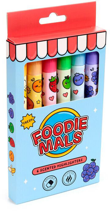 Image of Törölhető, illatos szövegkiemelő szett, 6 db/szett, Gyümölcsök, Foodiemals
