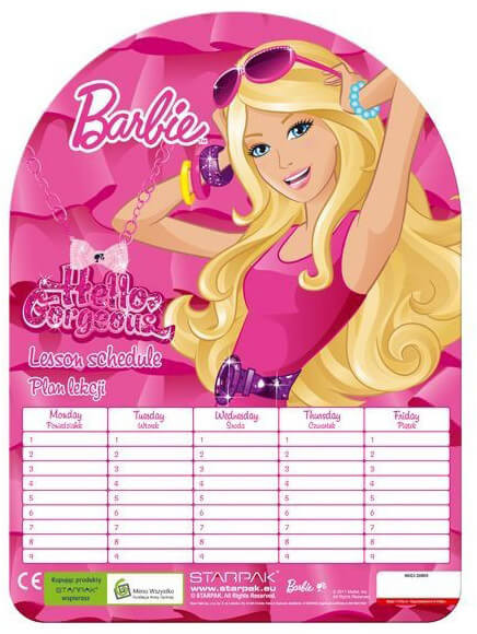 Barbie timetable 18x25 cm - Office Trade